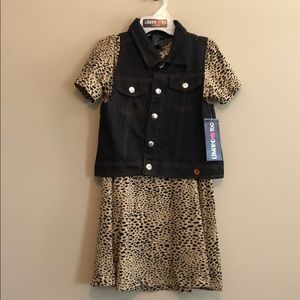 Leopard print dress with jean jacket